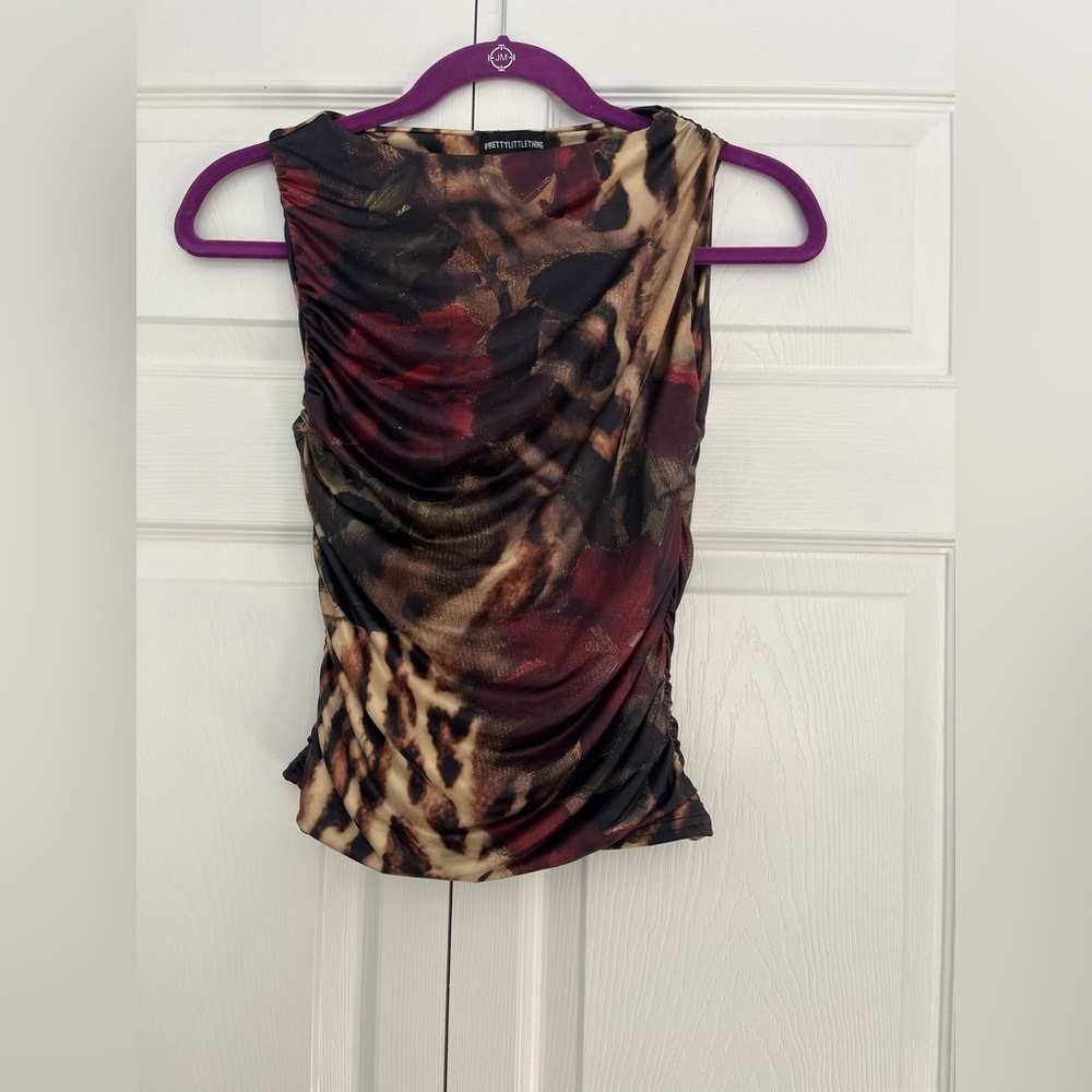 Floral Leopard Double Layer Slinky Top